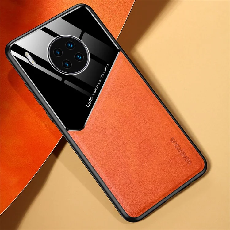 Ударопрочный противоударный чехол для Huawei Y9a из TPU + PC + PU-кожи, тонкий чехол для телефона, поддержка магнитного автомобильного держателя - оранжевый