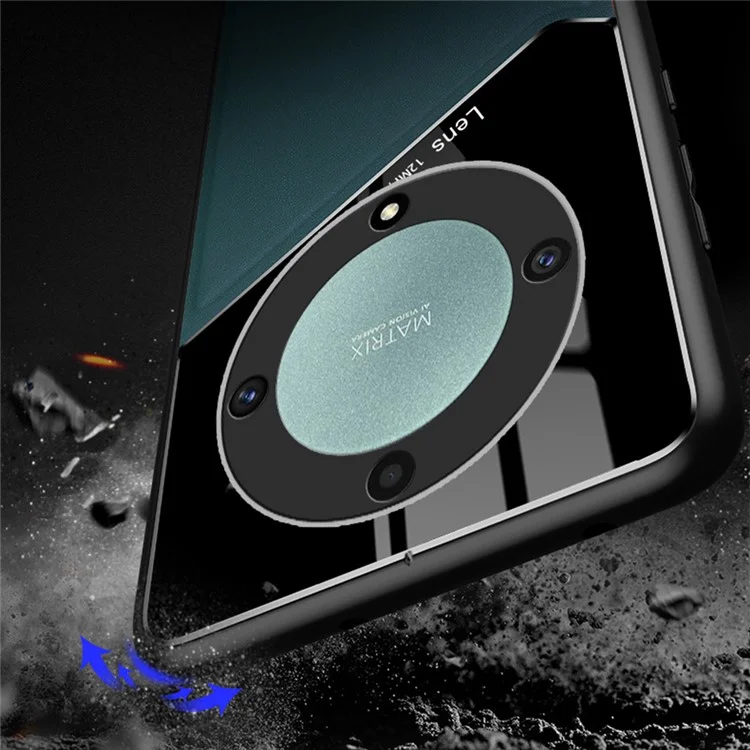 TPU + PC + PU Leder Handyhülle für Honor X9a 5G Slim Phone Case mit Magnethalterung - Orange