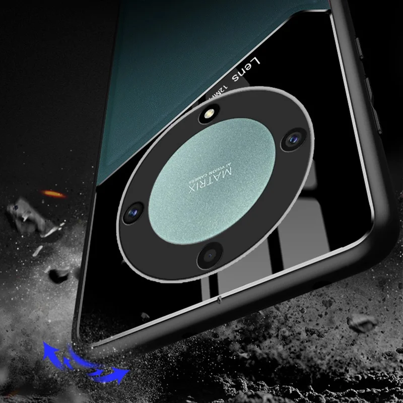 TPU + PC + PU Leather Phone Cover for Honor X9a 5G Slim Phone Case Support Magnetic Car Mount - Blue
