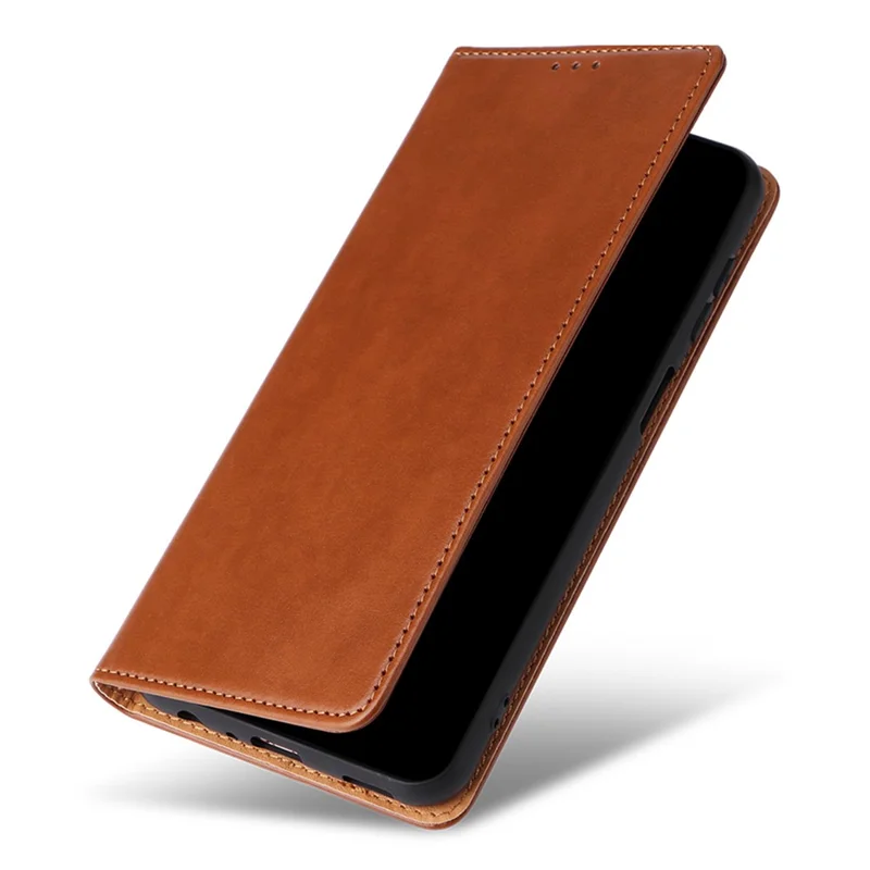 FIERRE SHANN for Samsung Galaxy A23 4G / A23 5G (Global Version) Folding Stand Phone Case PU Leather Wallet Smartphone Cover - Brown