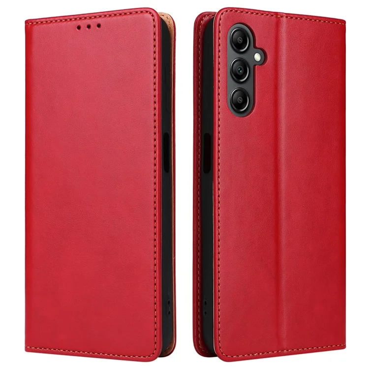 FIERRE SHANN Pour Samsung Galaxy A14 5G / A14 4G Étui portefeuille en cuir PU avec support de pliage anti-chute - Rouge