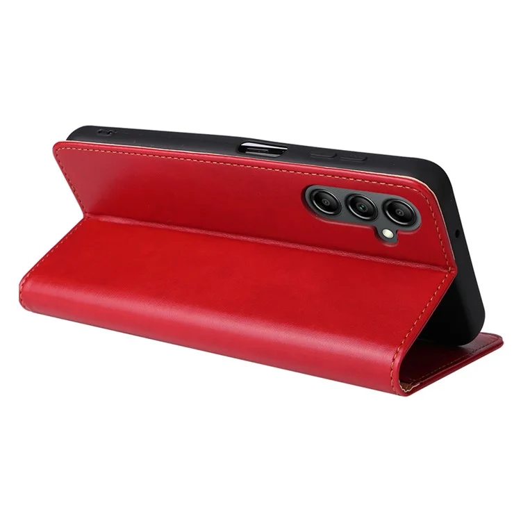 FIERRE SHANN Pour Samsung Galaxy A14 5G / A14 4G Étui portefeuille en cuir PU avec support de pliage anti-chute - Rouge
