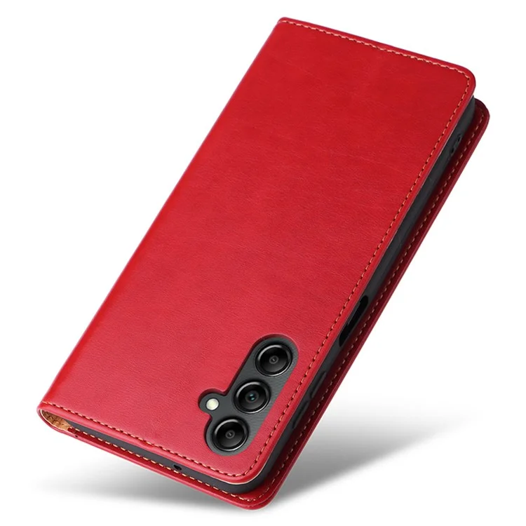 FIERRE SHANN Pour Samsung Galaxy A14 5G / A14 4G Étui portefeuille en cuir PU avec support de pliage anti-chute - Rouge