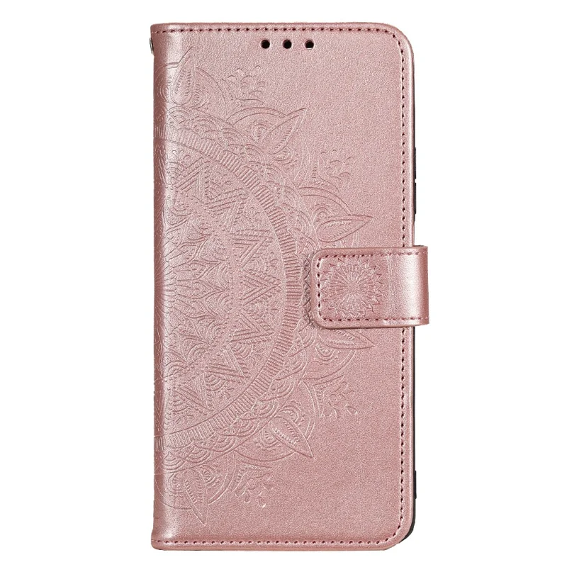 PU Leather Phone Case for Nokia G22 , Stand Wallet Mandala Flower Pattern Phone Cover - Rose Gold