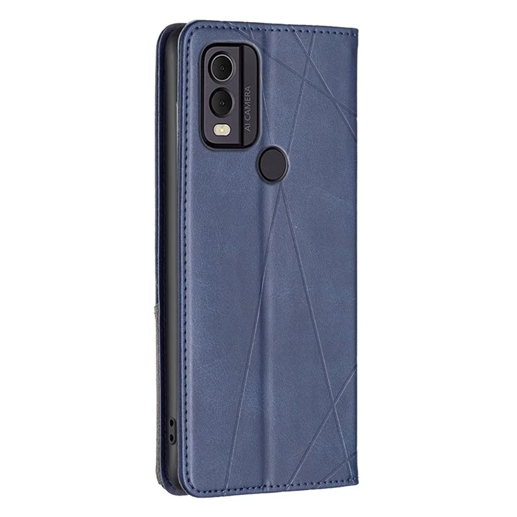 Para Nokia C22 Capa Protetora de Couro PU Estampada Suporte para Cartão de Telefone - Azul