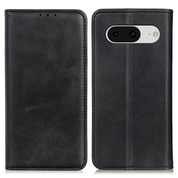 Для Google Pixel 8 раздельной кожаный чехол-книжка для телефона Folio Flip Stand Wallet Shockproof Protective Cover - Черный