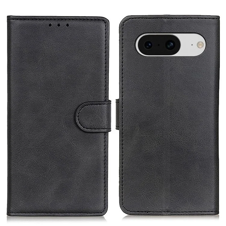 Custodia Flip Phone per Google Pixel 8 in Pelle PU con Texture Cowhide, Custodia Protettiva con Supporto a Portafoglio - Nero