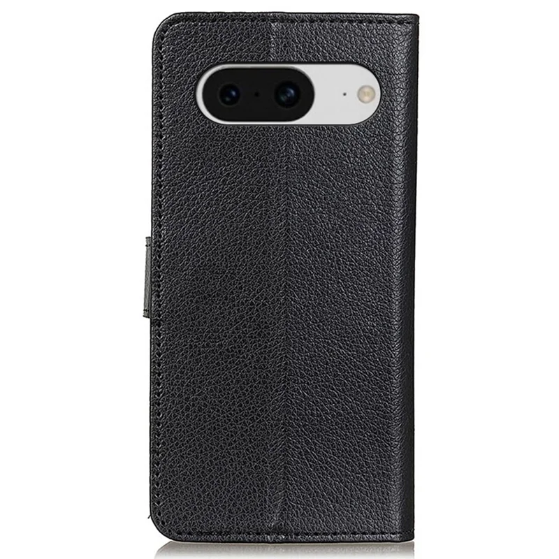 Mobile Case for Google Pixel 8 Litchi Texture Leather Wallet Flip Stand Drop-proof Phone Cover - Black