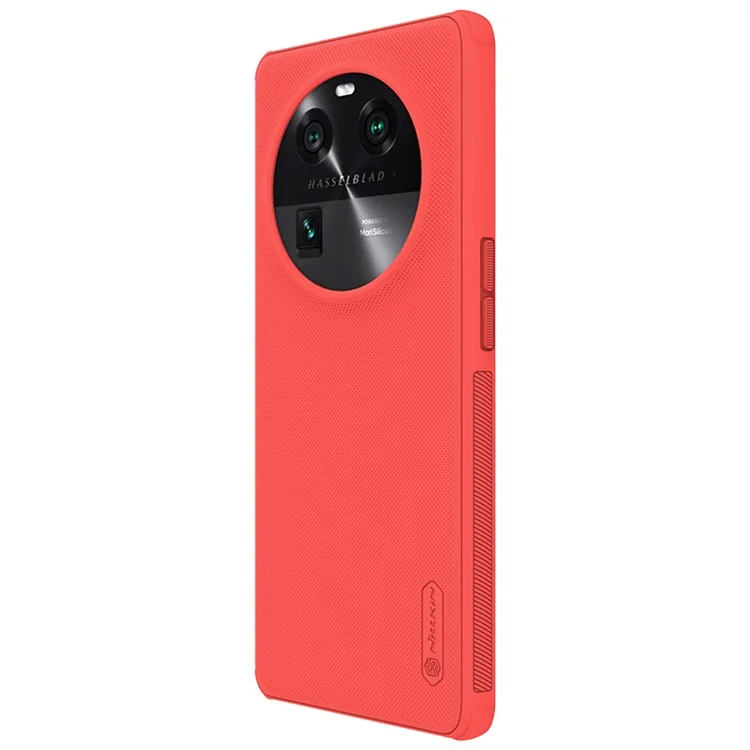 NILLKIN Super Frosted Shield Pro para Oppo Find X6 Capa de Telefone PC+TPU Caso Fosco Anti-Queda Capa de Telefone Celular - Vermelho