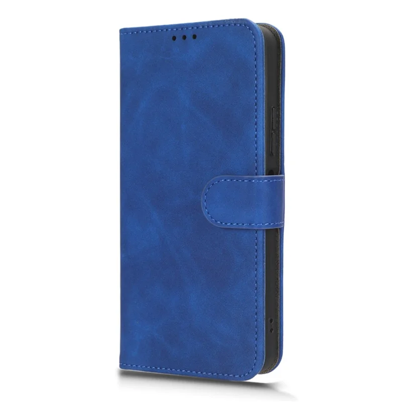 For Nokia C32 Anti-Drop Wallet Phone Case Skin-Touch Protective PU Leather Phone Cover with Stand - Blue
