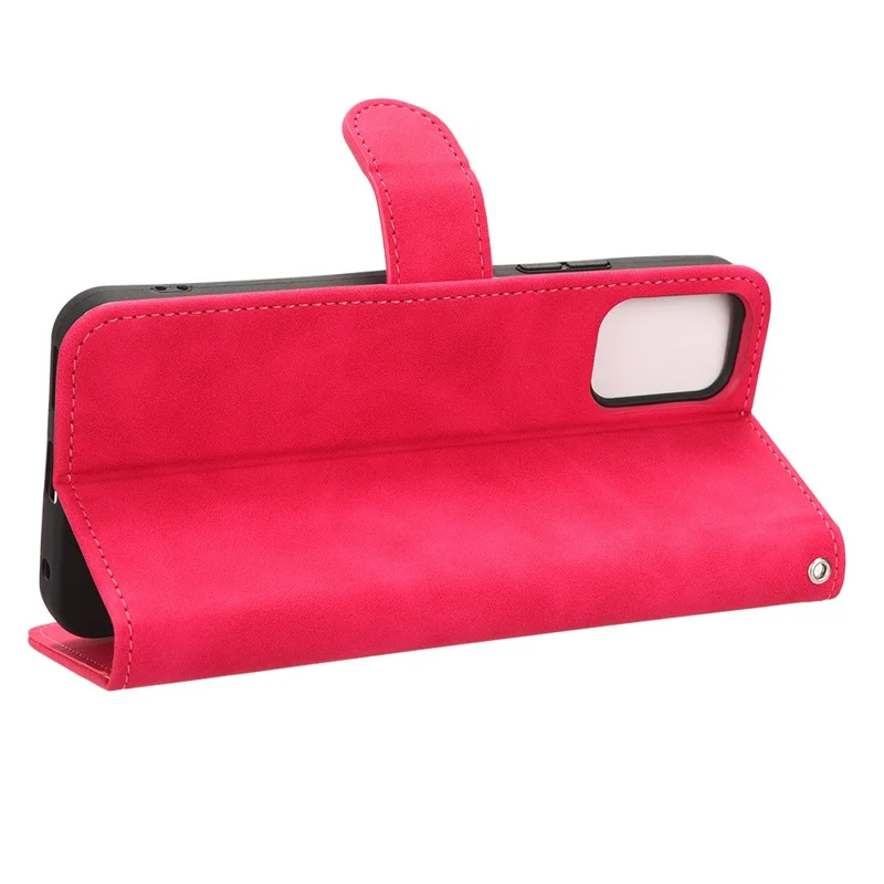 Para Nokia C32 Anti-Drop Wallet Phone Case Skin-Touch Protective PU Leather Phone Cover with Stand - Rojo
