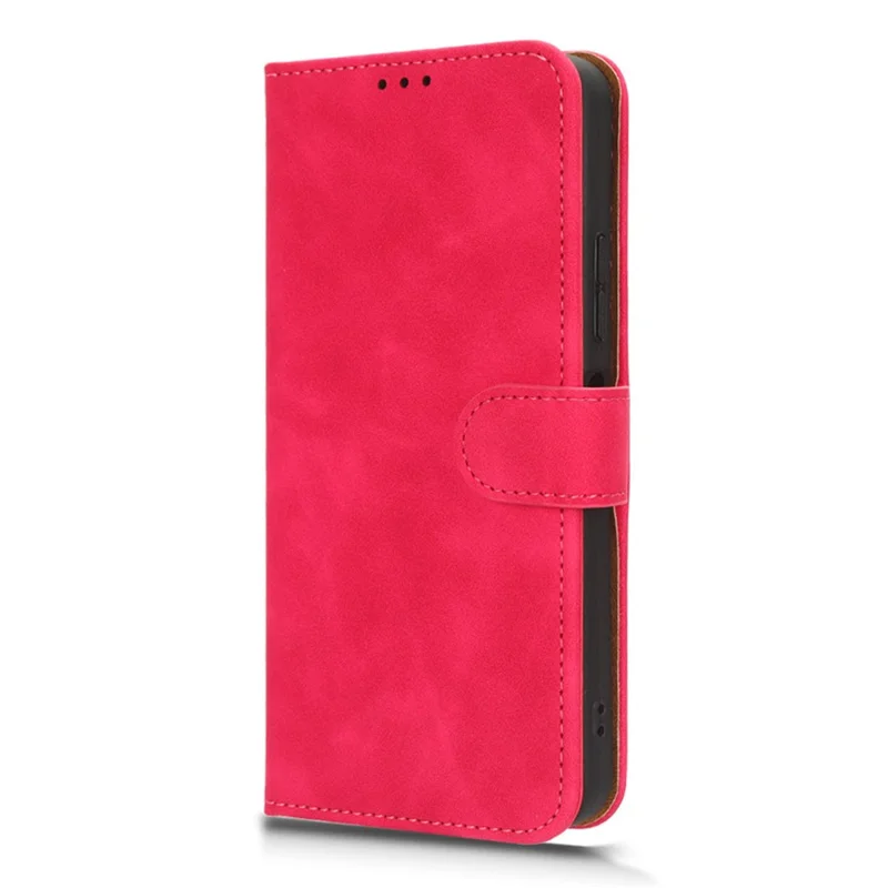 Para Nokia C32 Anti-Drop Wallet Phone Case Skin-Touch Protective PU Leather Phone Cover with Stand - Rojo