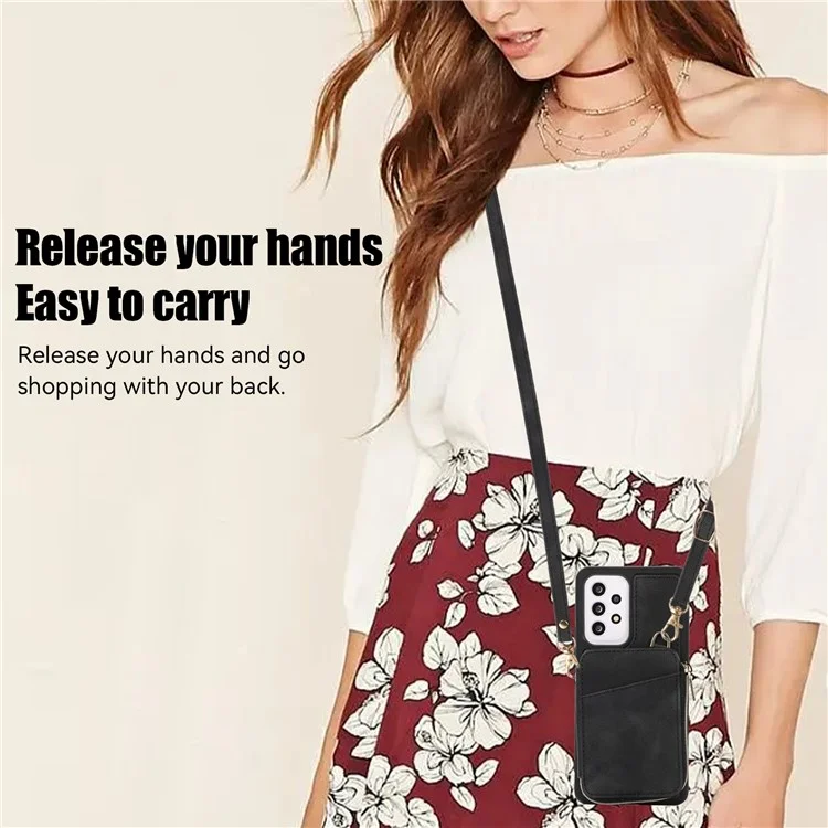 For Samsung Galaxy A13 4G / A13 5G / M13 5G / A04s 4G / A04 4G Zipper Phone Case PU Leather+TPU Kickstand Phone Cover  - Black