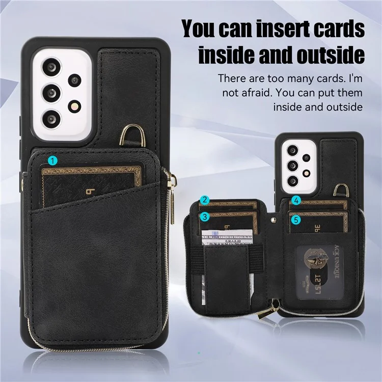 Pour Samsung Galaxy A52 4G / A52s 5G / A52 5G Étui de téléphone Étui en cuir PU + TPU avec support et mini porte-cartes - Noir