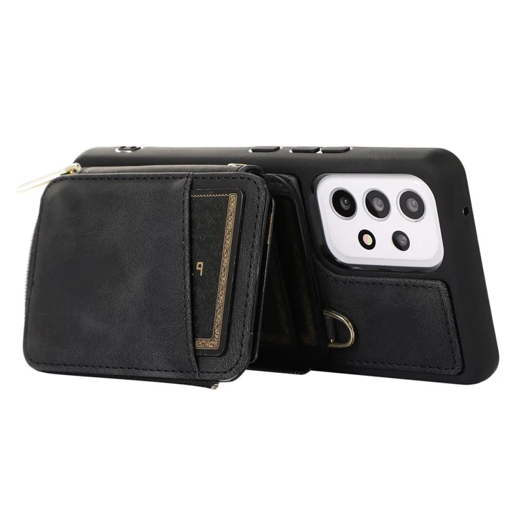 Pour Samsung Galaxy A52 4G / A52s 5G / A52 5G Étui de téléphone Étui en cuir PU + TPU avec support et mini porte-cartes - Noir