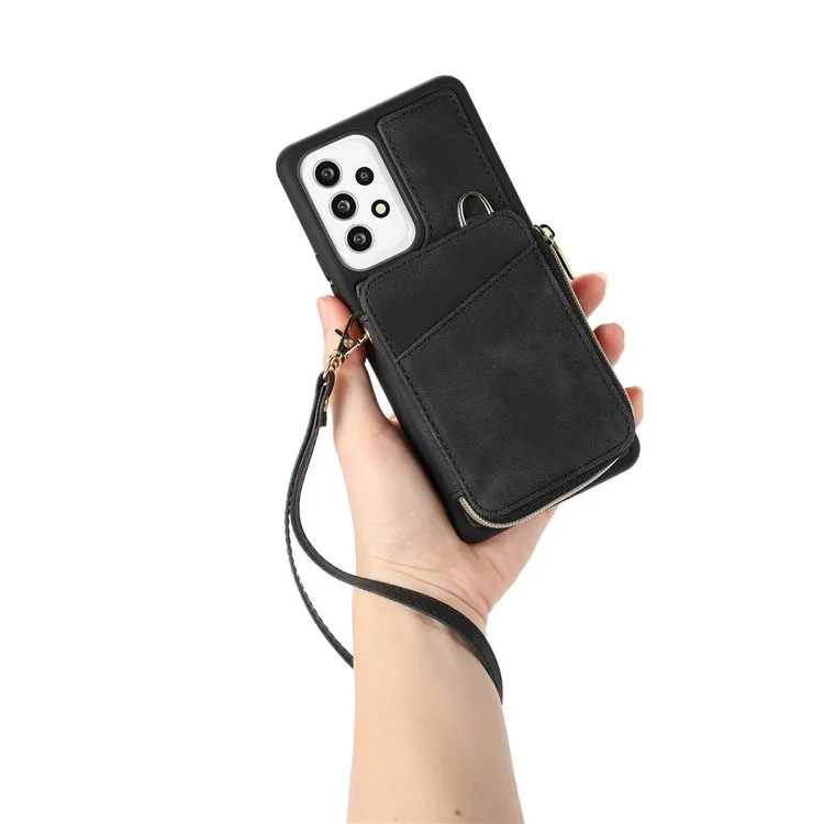 Pour Samsung Galaxy A52 4G / A52s 5G / A52 5G Étui de téléphone Étui en cuir PU + TPU avec support et mini porte-cartes - Noir