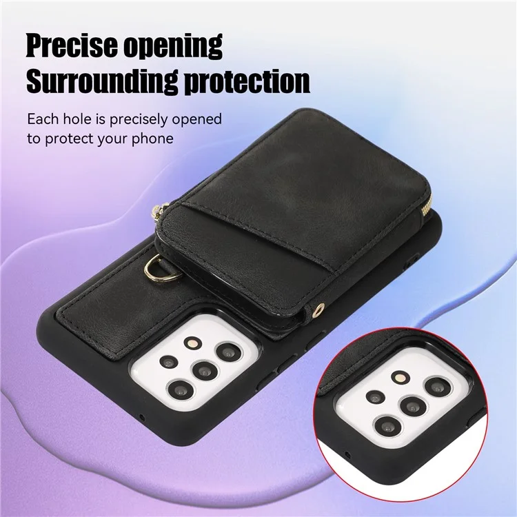 Pour Samsung Galaxy A52 4G / A52s 5G / A52 5G Étui de téléphone Étui en cuir PU + TPU avec support et mini porte-cartes - Noir