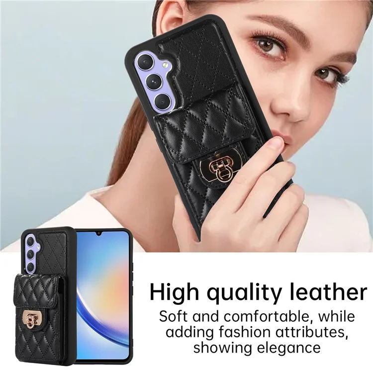 Для Samsung Galaxy A14 4G / 5G Держатель для карт Чехол-кроссбоди из ПУ-кожи + ТПУ со стойкой - Черный