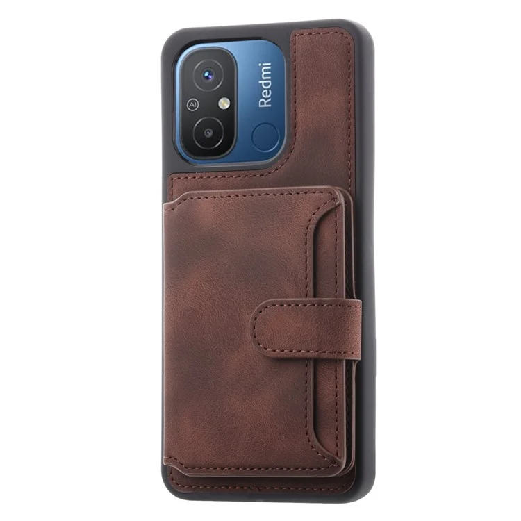 Per Xiaomi Redmi 12C 4G Custodia in pelle rivestita in TPU con supporto Portafoglio con blocco RFID Custodia anti-caduta - Caffè