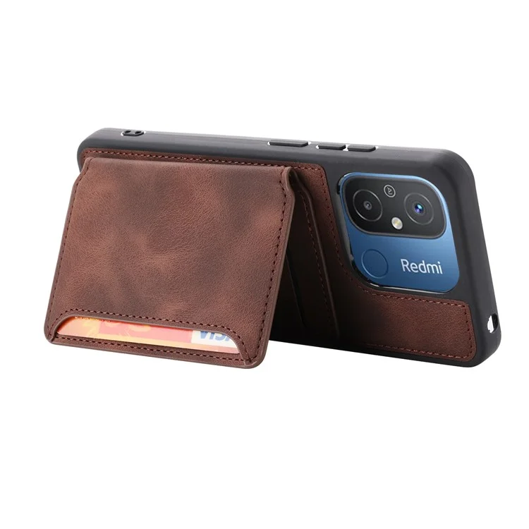 Per Xiaomi Redmi 12C 4G Custodia in pelle rivestita in TPU con supporto Portafoglio con blocco RFID Custodia anti-caduta - Caffè