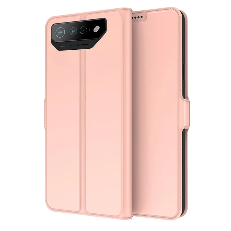 Per Asus ROG Phone 7 5G Folio Flip Cover Magnetic PU Leather Folding Stand Flip Card Holder Slot Phone Case - Rose Gold