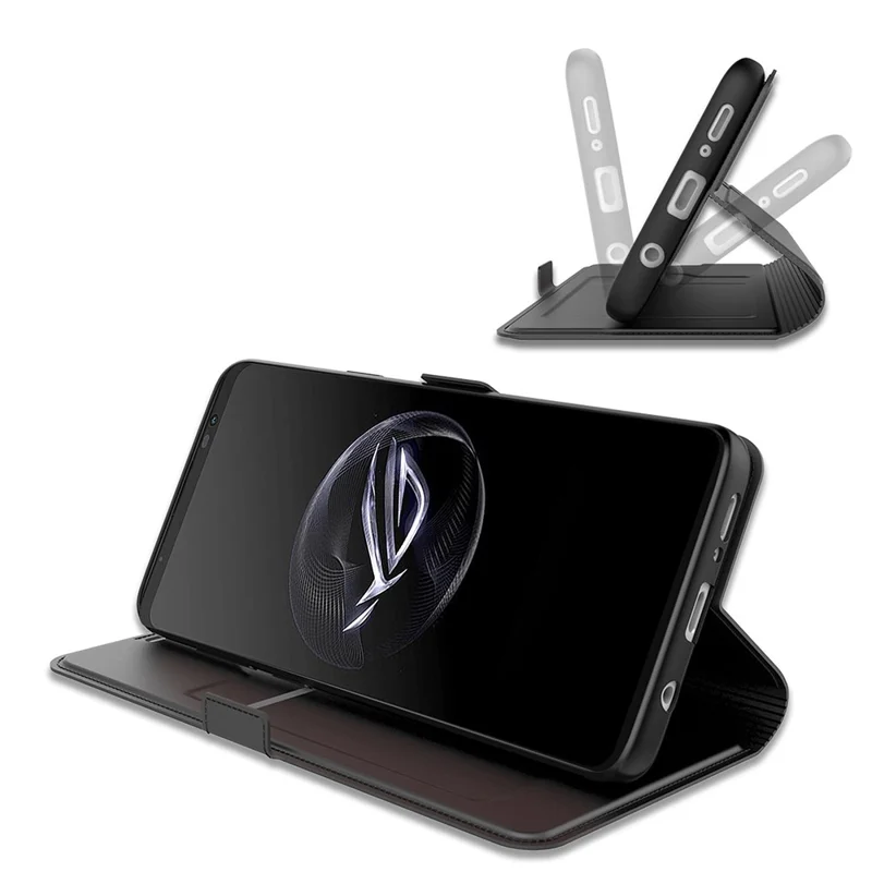Per Asus ROG Phone 7 5G Folio Flip Cover Magnetic PU Leather Folding Stand Flip Card Holder Slot Phone Case - Rose Gold