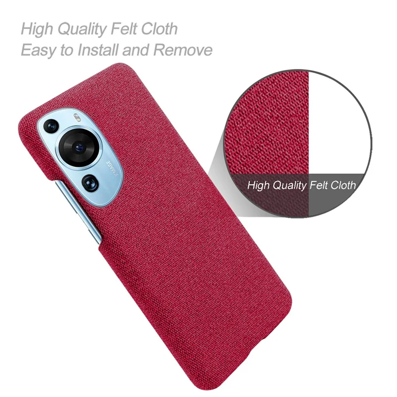 For Huawei P60 Art Non-Slip Phone Case Cloth+Hard PC Shockproof Protective Cover - Red
