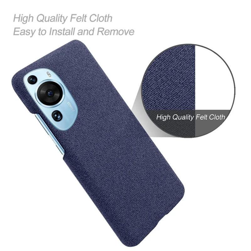 Para Huawei P60 Art Non-Slip Phone Case Cloth+Hard PC Shockproof Protective Cover - Azul