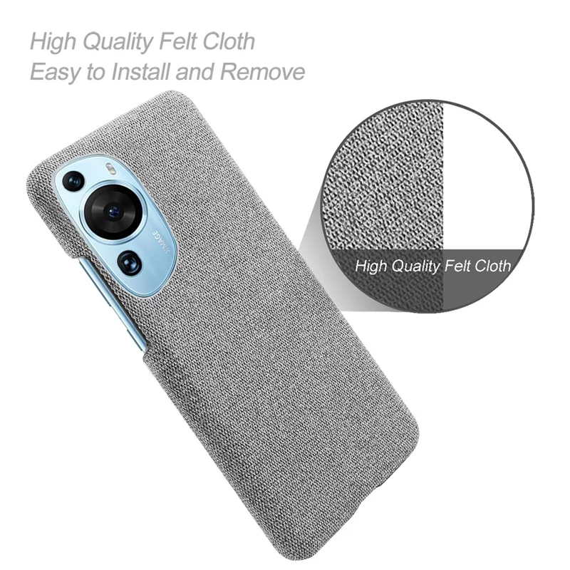 For Huawei P60 Art Non-Slip Phone Case Cloth+Hard PC Shockproof Protective Cover - Light Grey
