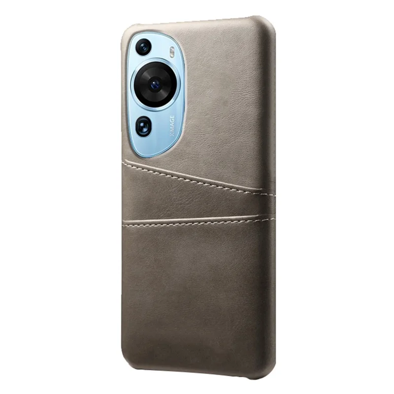 Capa de Telefone Art para Huawei P60, com 2 Slots de Cartão, Bolso, Couro PU + Capa Rígida de PC - Cinza