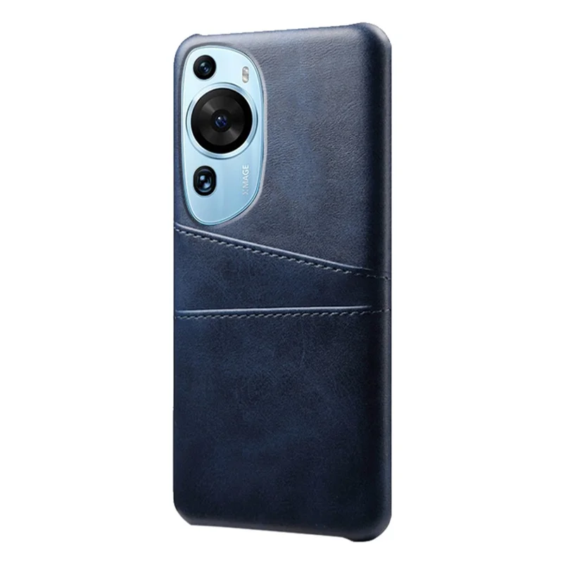 Para Huawei P60 Art Phone Case 2 Card Slots Pocket PU Leather + Hard PC Cover - Blue