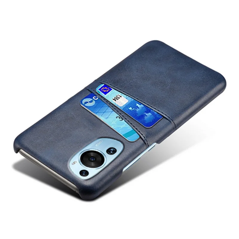Para Huawei P60 Art Phone Case 2 Card Slots Pocket PU Leather + Hard PC Cover - Blue