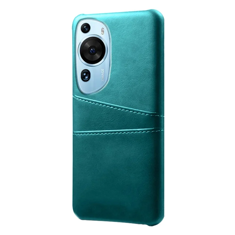 For Huawei P60 Art Phone Case 2 Card Slots Pocket PU Leather + Hard PC Cover - Green
