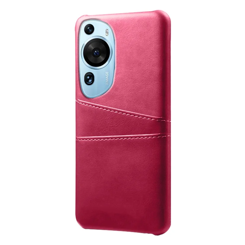 For Huawei P60 Art Phone Case 2 Card Slots Pocket PU Leather + Hard PC Cover - Rose