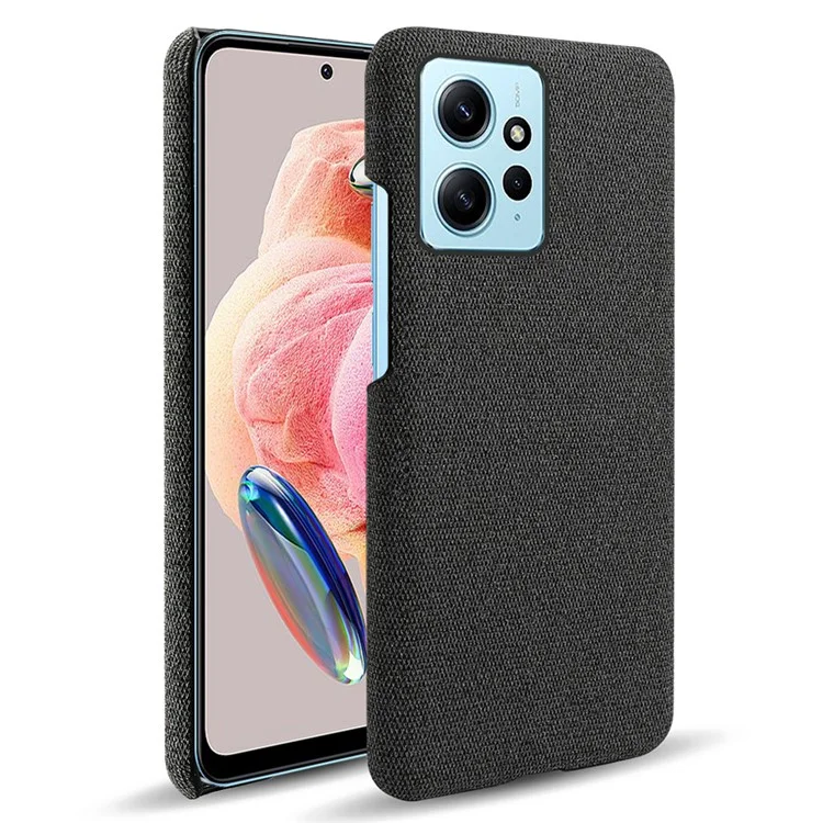 Mobile Phone Case for Xiaomi Redmi Note 12 4G , Anti-Scratch Cloth+Hard PC Shockproof Phone Cover - Black