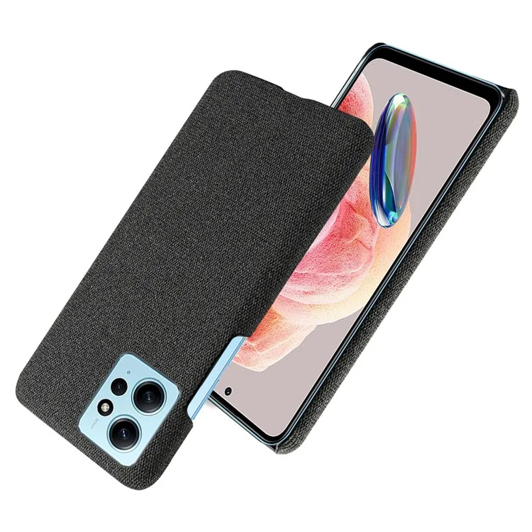 Mobile Phone Case for Xiaomi Redmi Note 12 4G , Anti-Scratch Cloth+Hard PC Shockproof Phone Cover - Black