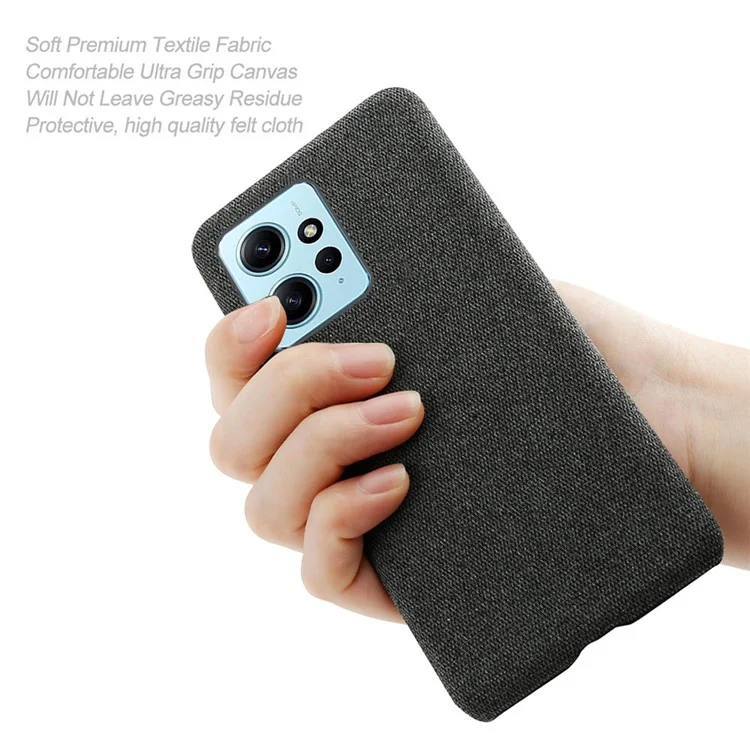 Mobile Phone Case for Xiaomi Redmi Note 12 4G , Anti-Scratch Cloth+Hard PC Shockproof Phone Cover - Black