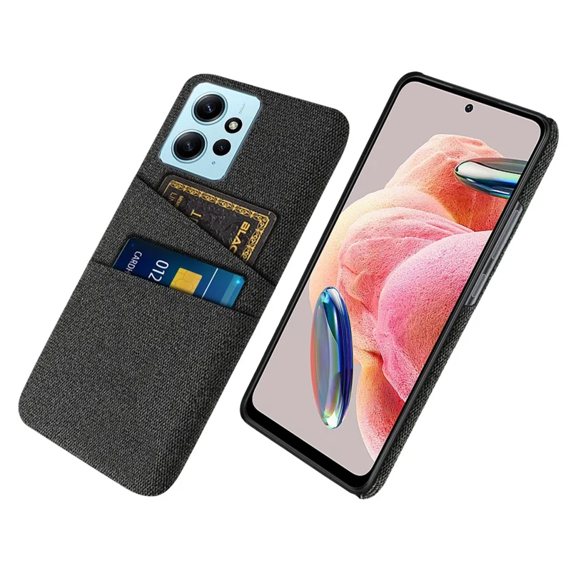 Per Xiaomi Redmi Note 12 4G Phone Case 2 Slot per Schede Hard PC + Protezione in Tessuto - Nero