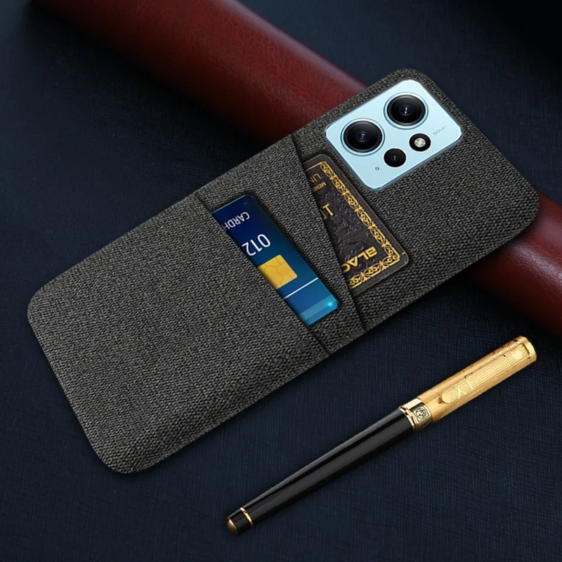 Per Xiaomi Redmi Note 12 4G Phone Case 2 Slot per Schede Hard PC + Protezione in Tessuto - Nero