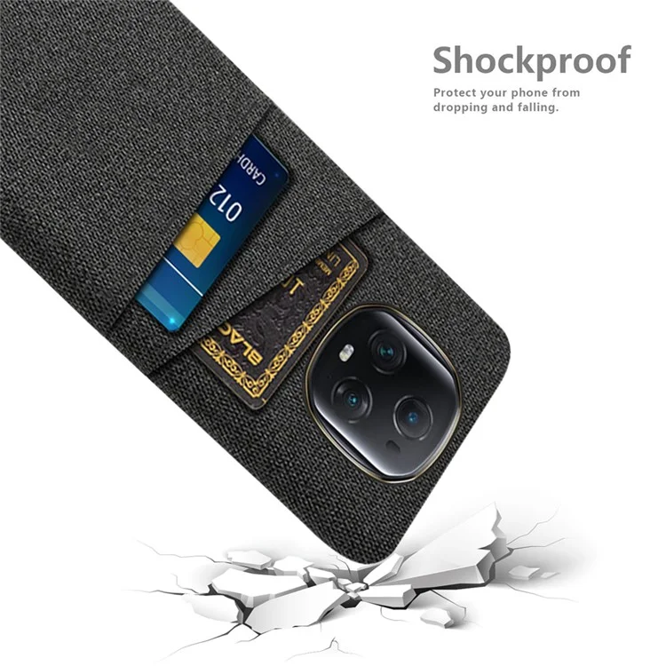Funda de teléfono 5G Anti-caída Magic5 Ultimate For Honor de PC duro + Cubierta de tela con 2 ranuras para tarjetas - Negro