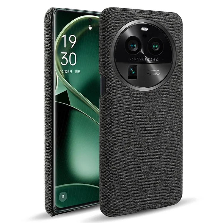 Für Oppo Find X6 Pro Handyhülle Stoff+Hartplastik Stoßfeste Schutzhülle - Schwarz