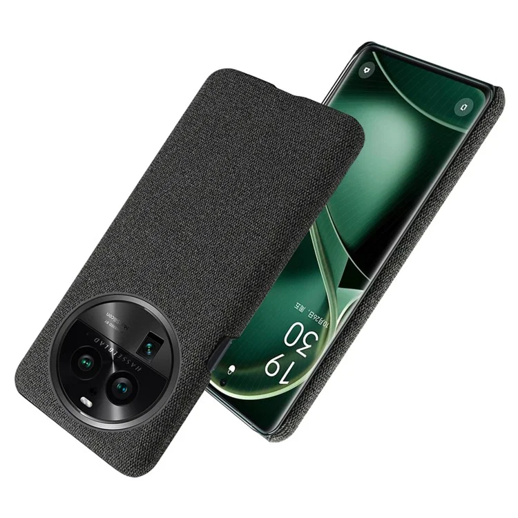 Für Oppo Find X6 Pro Handyhülle Stoff+Hartplastik Stoßfeste Schutzhülle - Schwarz