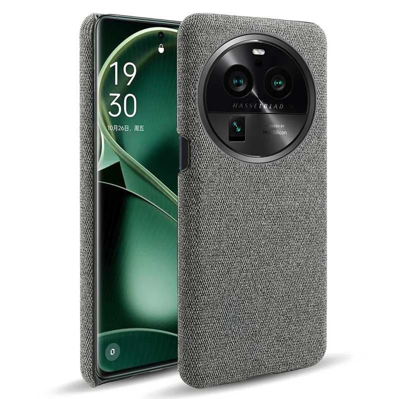 For Oppo Find X6 Pro Cell Phone Case Cloth+Hard PC Shockproof Protective Cover - Grey