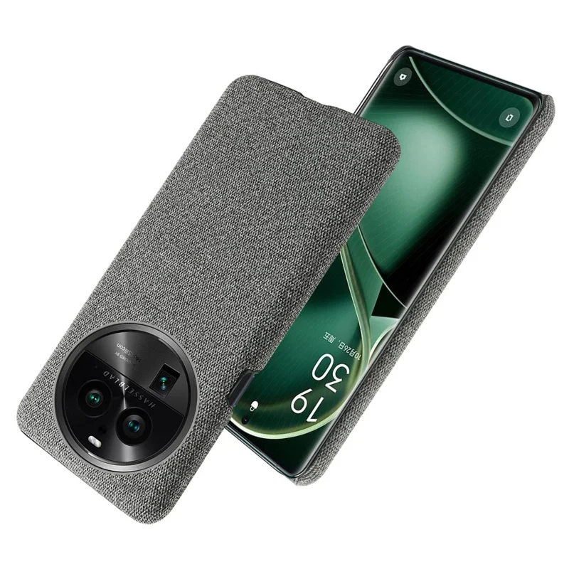 For Oppo Find X6 Pro Cell Phone Case Cloth+Hard PC Shockproof Protective Cover - Grey