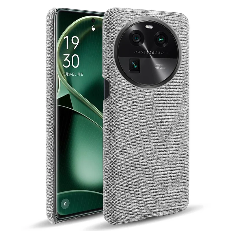 Smartphone Case for Oppo Find X6 Solid Color Anti-scratch Hard PC+Cloth Phone Cover - Light Grey