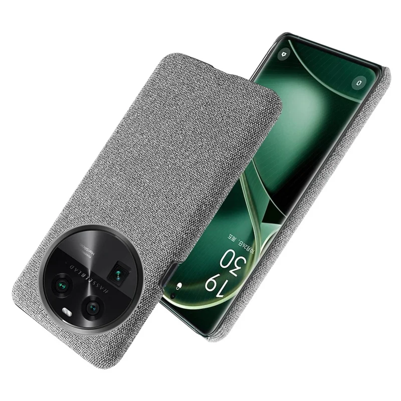 Smartphone Case for Oppo Find X6 Solid Color Anti-scratch Hard PC+Cloth Phone Cover - Light Grey