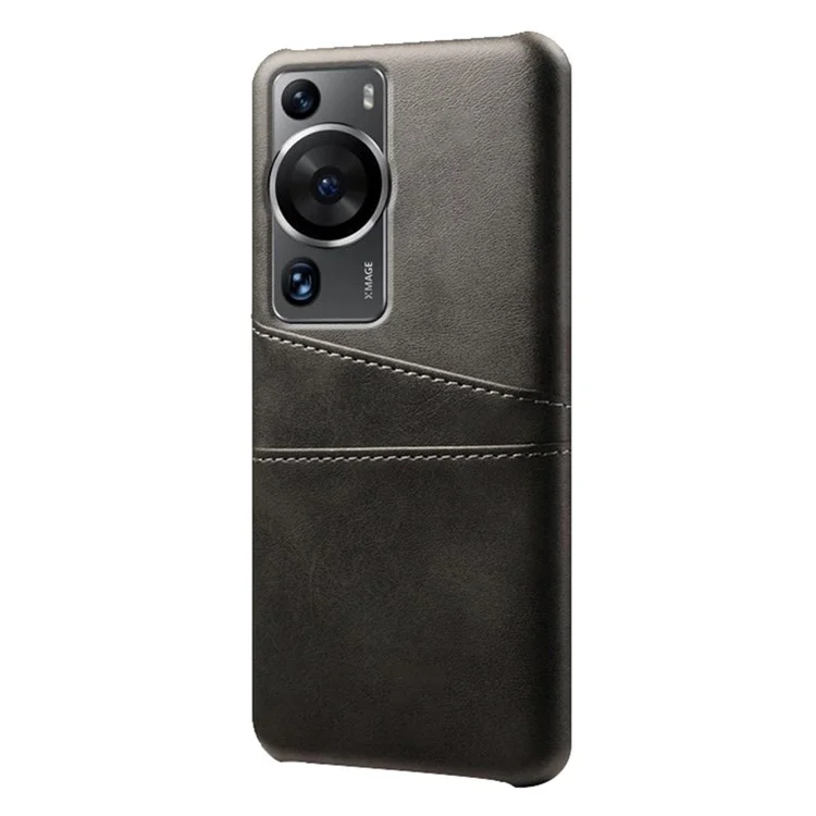 Чехол для телефона Huawei P60 / P60 Pro с двумя слотами для карт, ударопрочный, из искусственной кожи и ПК - черный