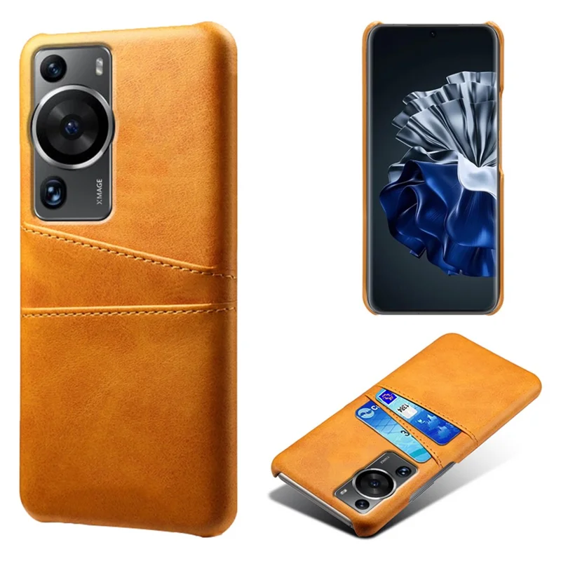 For Huawei P60 / P60 Pro Phone Case Dual Card Slots Shockproof PU Leather+PC Cover - Orange