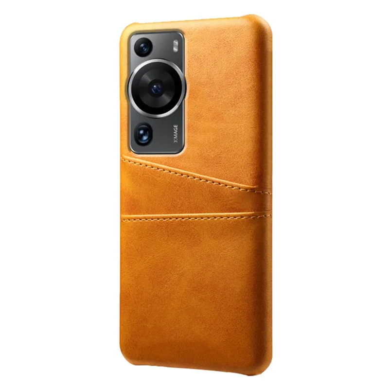 For Huawei P60 / P60 Pro Phone Case Dual Card Slots Shockproof PU Leather+PC Cover - Orange