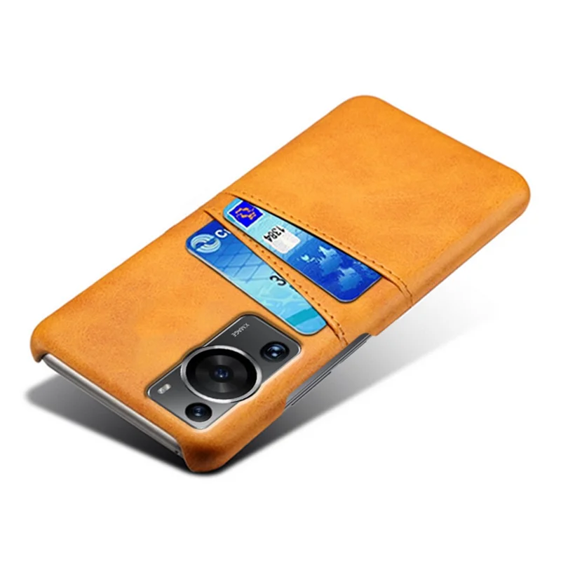 For Huawei P60 / P60 Pro Phone Case Dual Card Slots Shockproof PU Leather+PC Cover - Orange